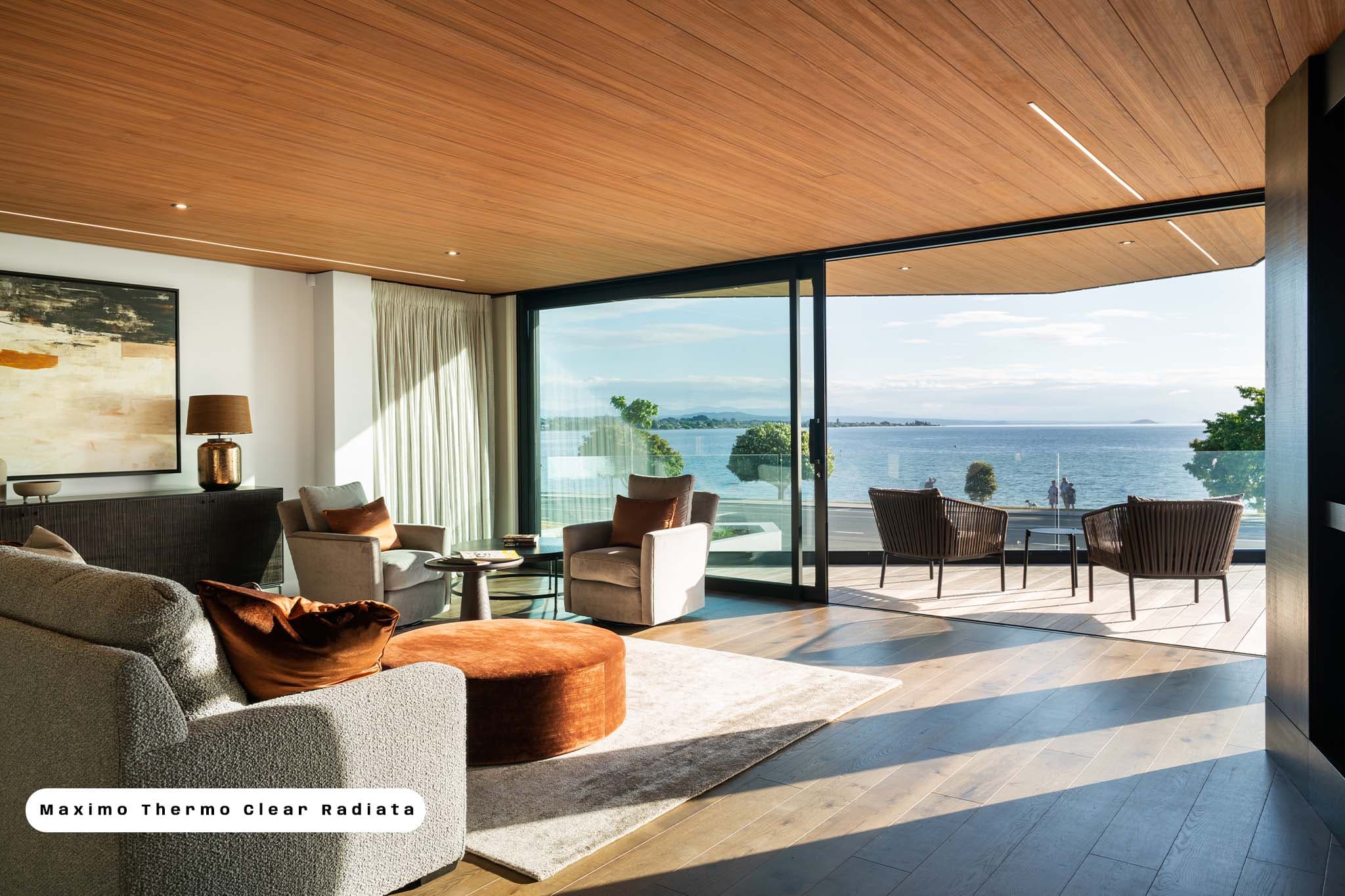 Thermally Modified Clear Radiata in an architectural application